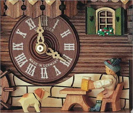 11" Musical Beer Drinker with Dancing Figurines German Cuckoo Clock