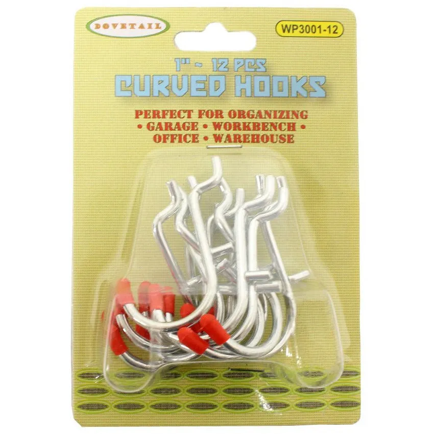 12 Piece 1" Curved Peg Hooks (Pack of: 2) - HW-30112-Z02