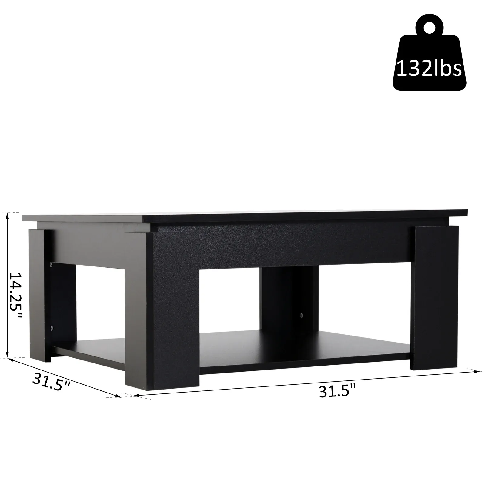 2 Tier Simple Modern Coffee Table - Black