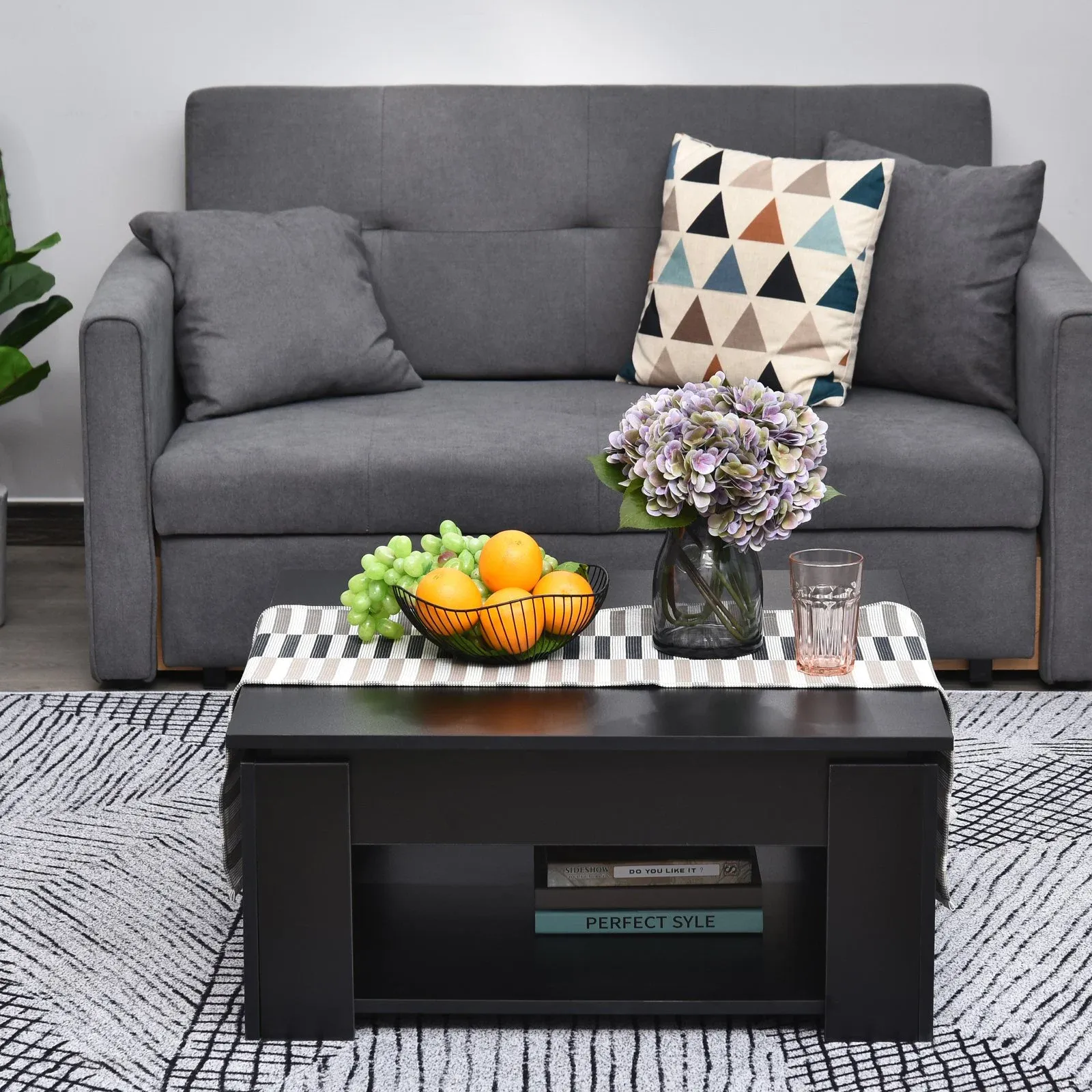 2 Tier Simple Modern Coffee Table - Black