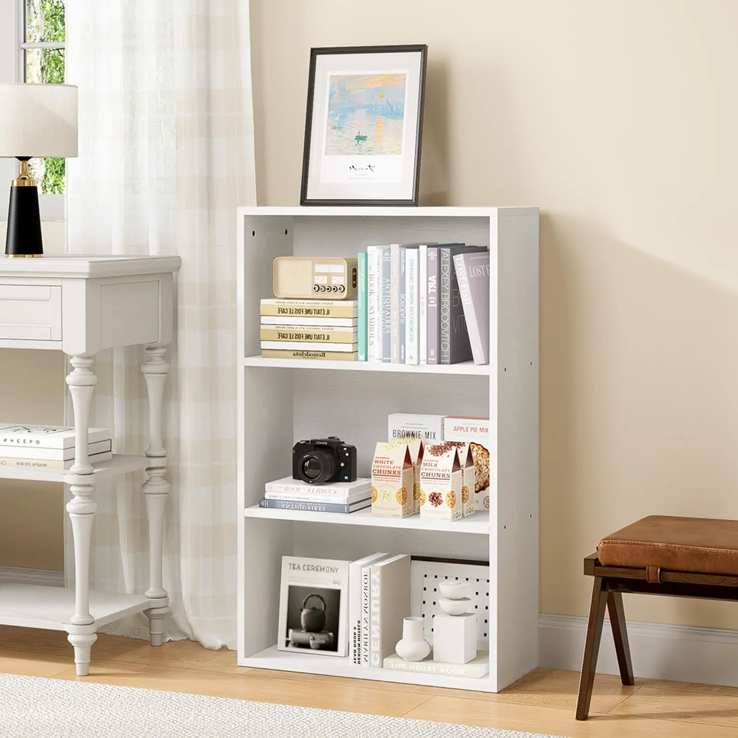 21.9" Width 3 Tiers Small Floor Standing Bookshelf