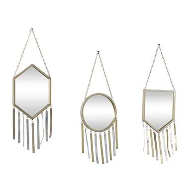 43322 Gold Mini Mirror with Metal Tassels - 3 shapes