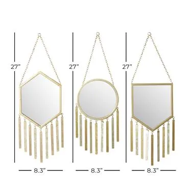 43322 Gold Mini Mirror with Metal Tassels - 3 shapes