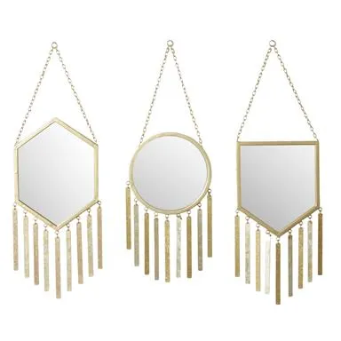 43322 Gold Mini Mirror with Metal Tassels - 3 shapes