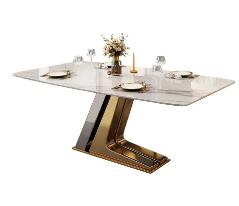 6 Seater Faux Marble Dining Set