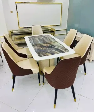 6 Seater Marble Dining Set