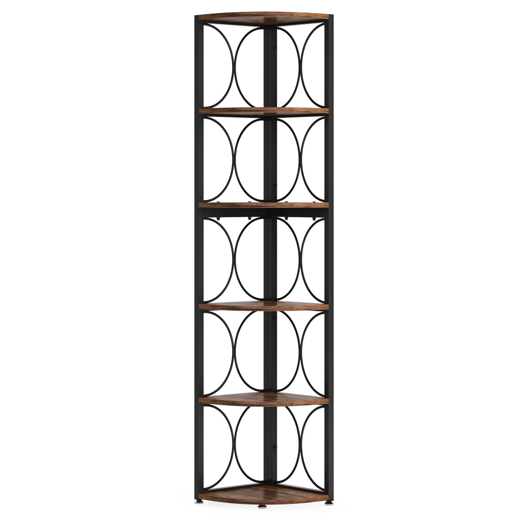 6-Tier Corner Shelf, 67" Corner Bookshelf Shelving Unit