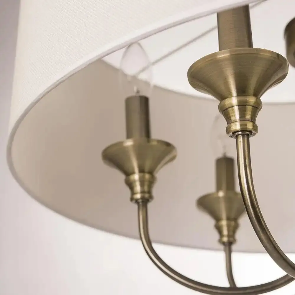 Abu Dhabi 5/6Lt Hanging Shade Ceiling Light - Chrome & White/Chrome & Black/Brass & White Finish