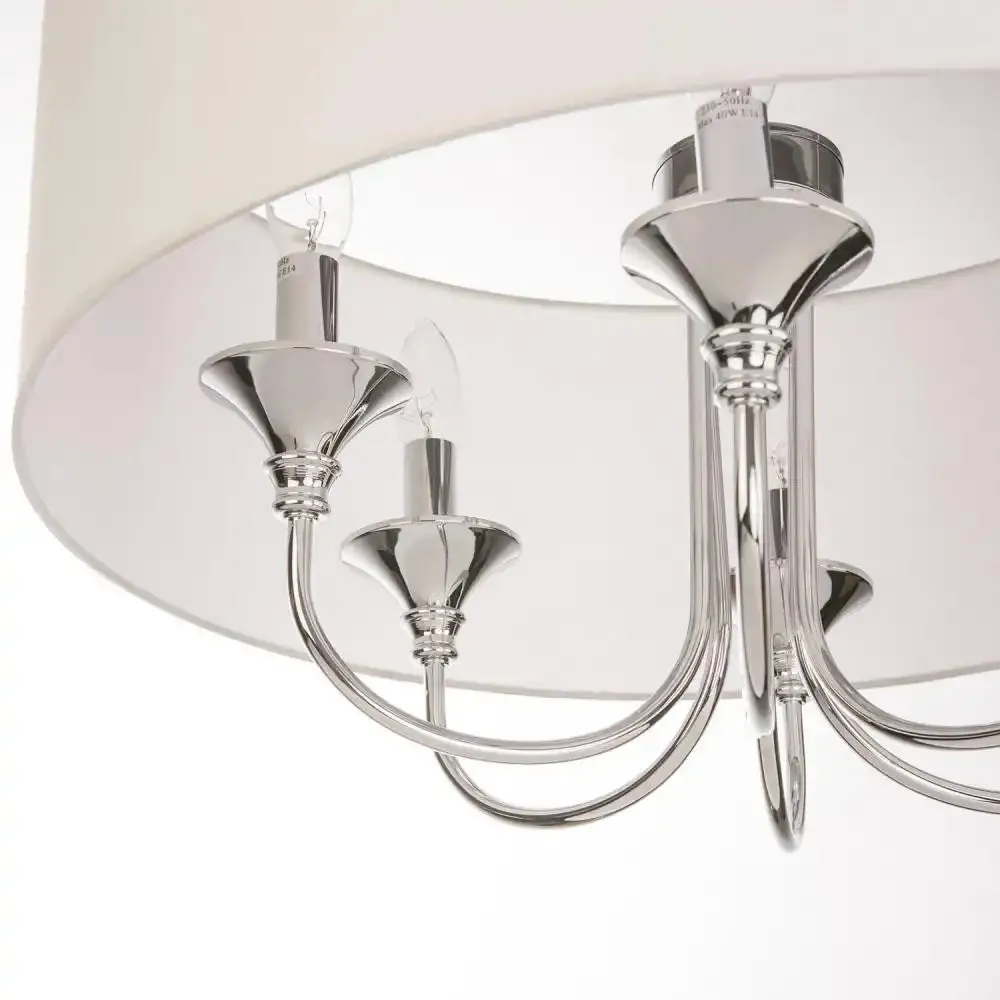 Abu Dhabi 5/6Lt Hanging Shade Ceiling Light - Chrome & White/Chrome & Black/Brass & White Finish