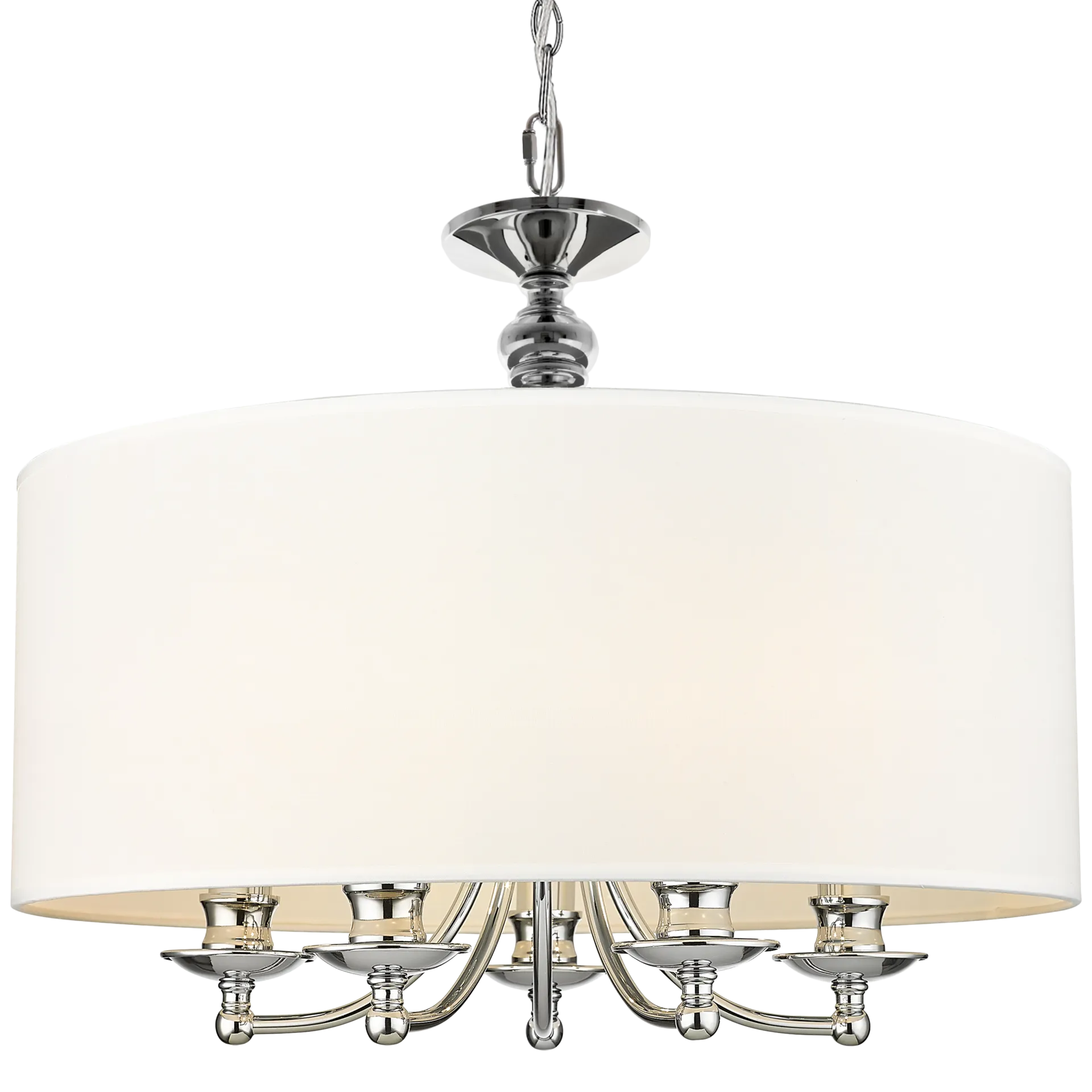 Abu Dhabi 5/6Lt Hanging Shade Ceiling Light - Chrome & White/Chrome & Black/Brass & White Finish