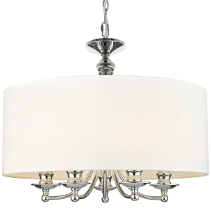 Abu Dhabi 5/6Lt Hanging Shade Ceiling Light - Chrome & White/Chrome & Black/Brass & White Finish