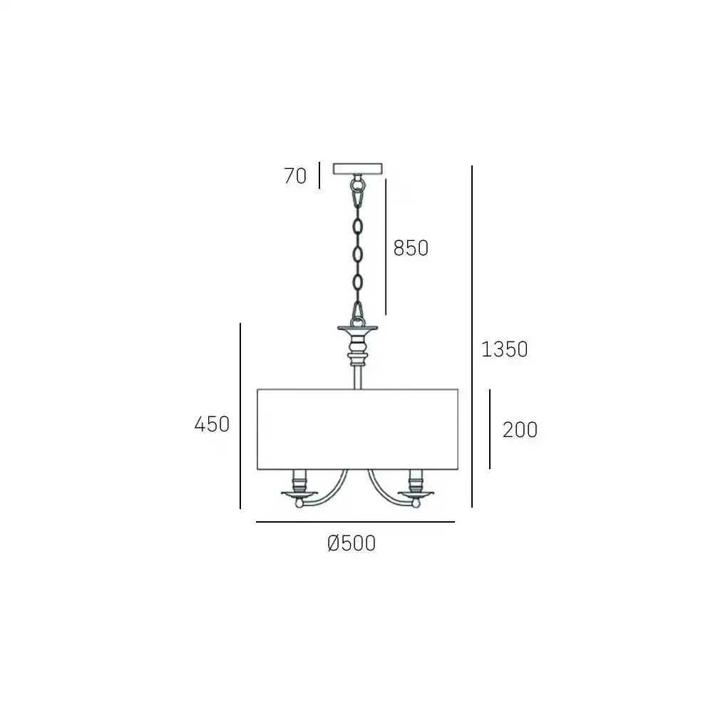 Abu Dhabi 5/6Lt Hanging Shade Ceiling Light - Chrome & White/Chrome & Black/Brass & White Finish