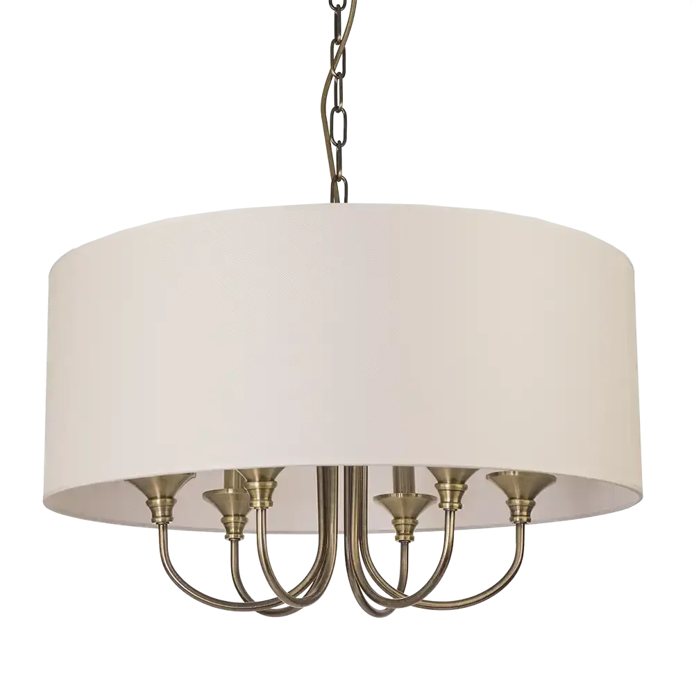 Abu Dhabi 5/6Lt Hanging Shade Ceiling Light - Chrome & White/Chrome & Black/Brass & White Finish