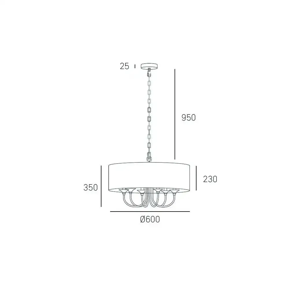 Abu Dhabi 5/6Lt Hanging Shade Ceiling Light - Chrome & White/Chrome & Black/Brass & White Finish