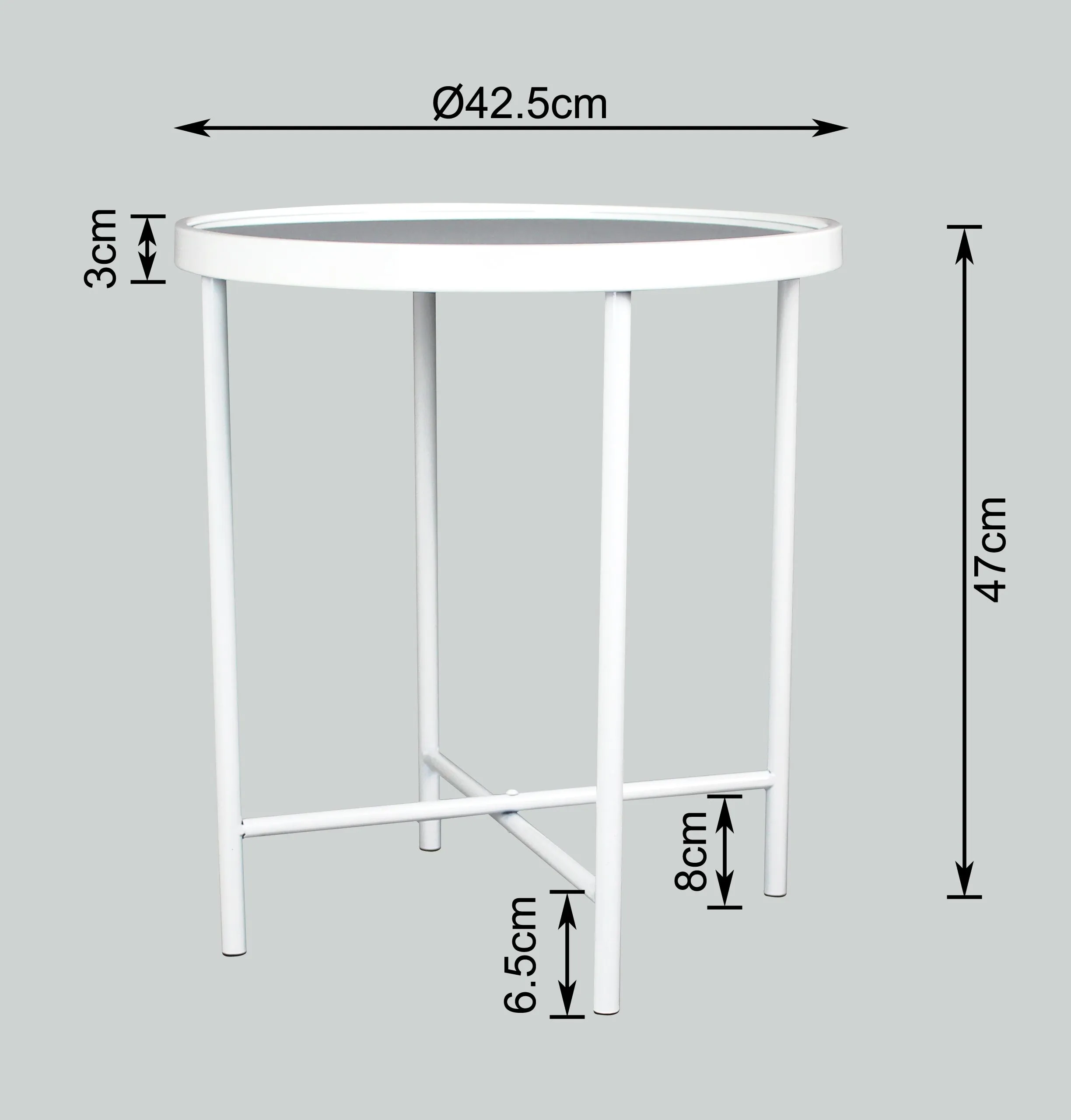 Alario Mirror Top Round Side/End Table/Lamp Table-White