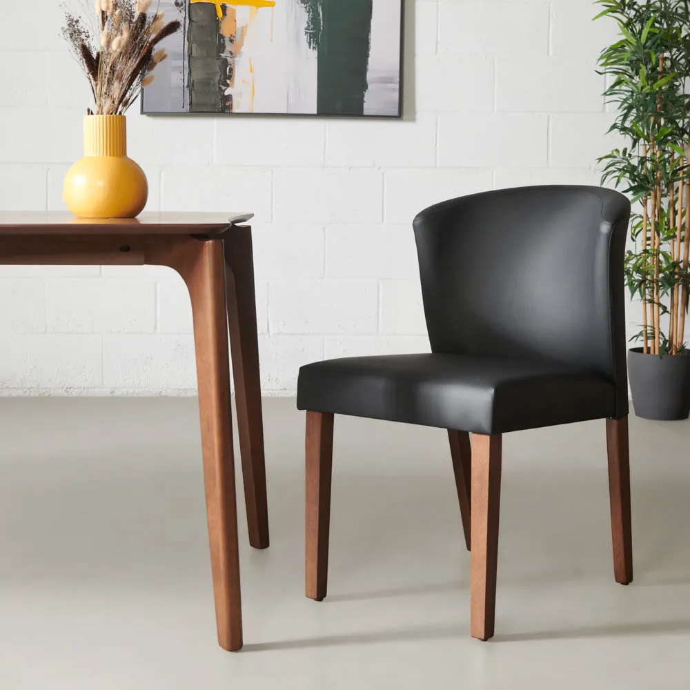 ALICIA - Black Leather Dining Chair - FINAL SALE