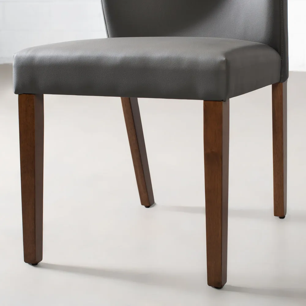 ALICIA - Grey Leather Dining Chair - FINAL SALE