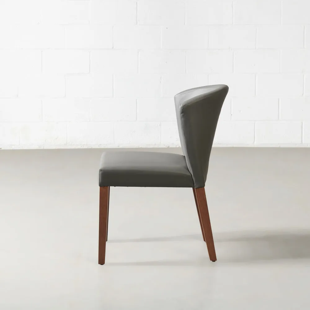 ALICIA - Grey Leather Dining Chair - FINAL SALE