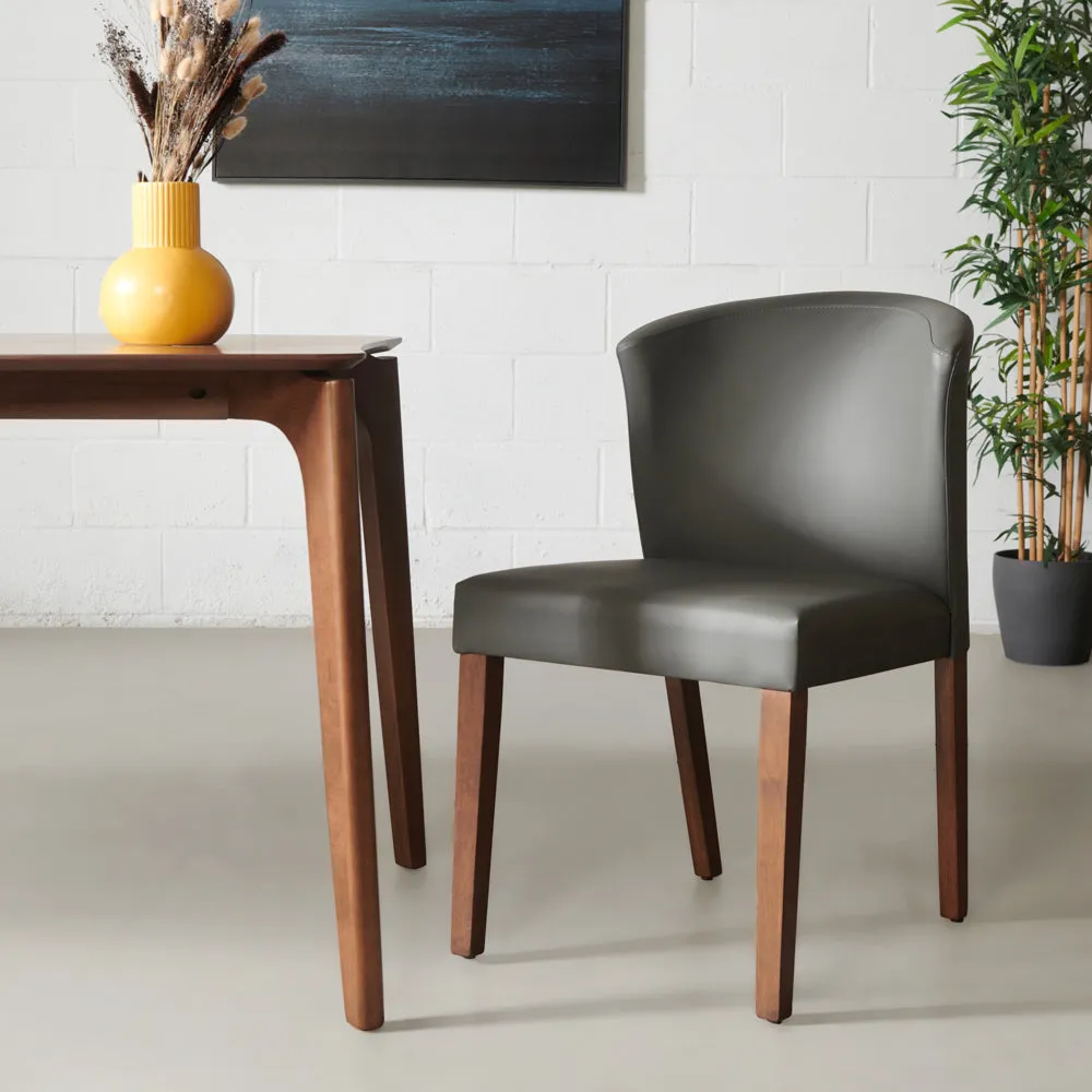 ALICIA - Grey Leather Dining Chair - FINAL SALE