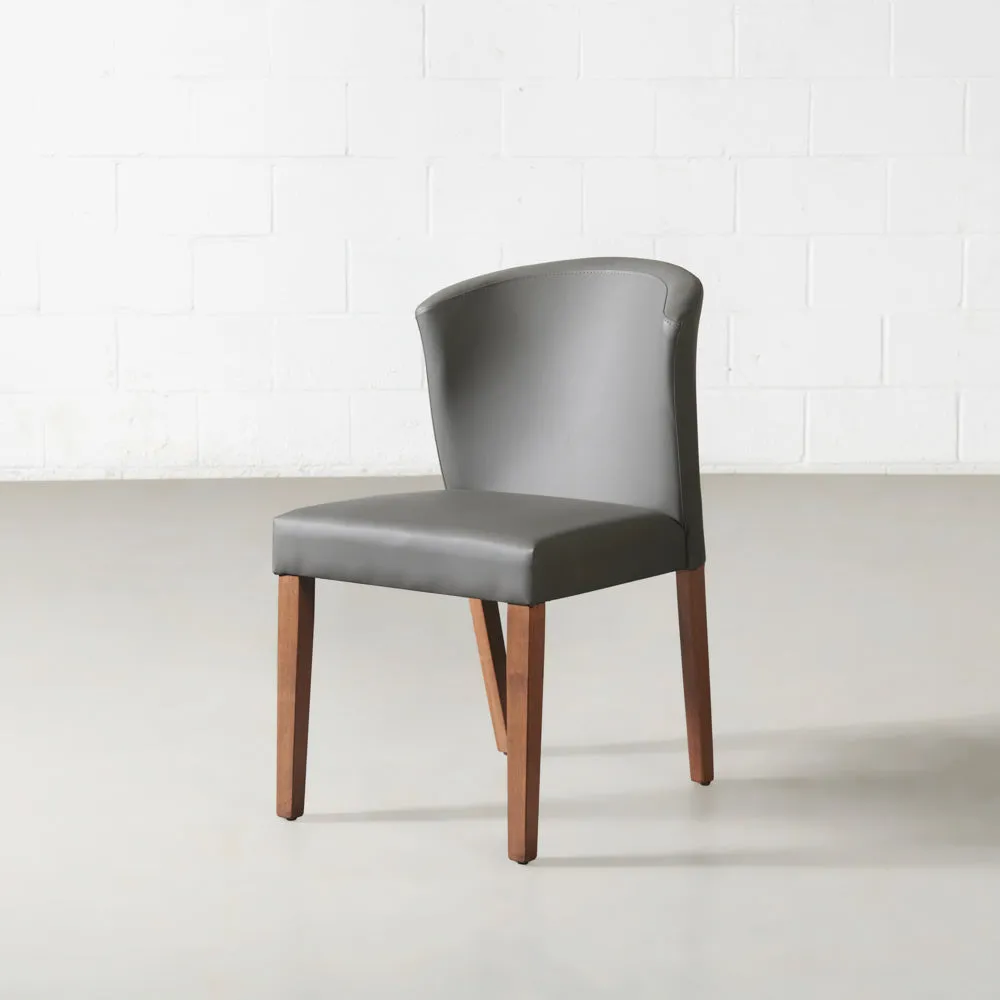 ALICIA - Grey Leather Dining Chair - FINAL SALE