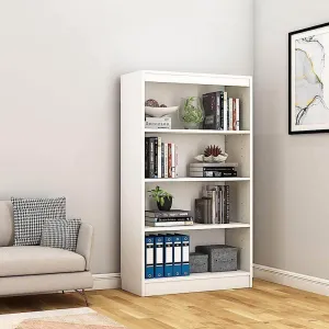 Alpha Book Shelf, Storage Racks and Shelves, Showcase Cabinets Bookcase | 54" High, 4 Shelfs, Frosty White