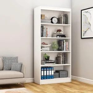 Alpha Book Shelf, Storage Racks and Shelves, Showcase Cabinets Bookcase | 67" High, 5 Shelfs, Frosty White