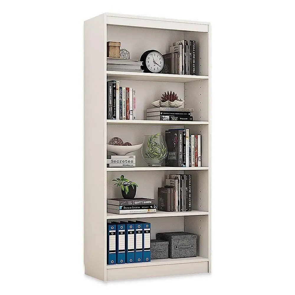 Alpha Book Shelf, Storage Racks and Shelves, Showcase Cabinets Bookcase | 67" High, 5 Shelfs, Frosty White