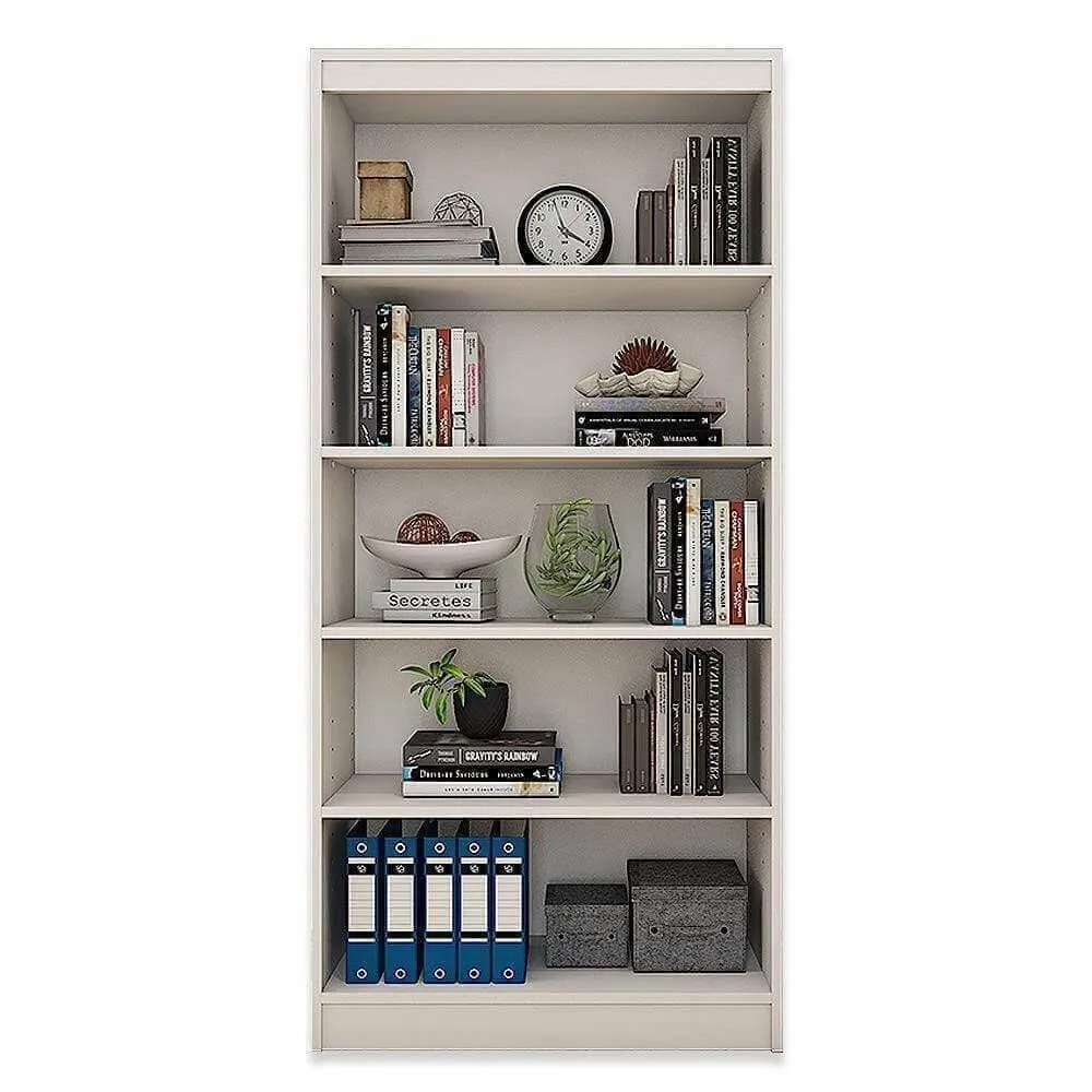 Alpha Book Shelf, Storage Racks and Shelves, Showcase Cabinets Bookcase | 67" High, 5 Shelfs, Frosty White