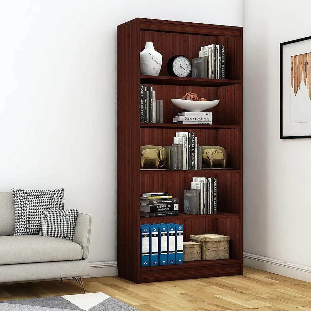 Alpha Bookshelf, 5 shelves, 67" high, Mahogany