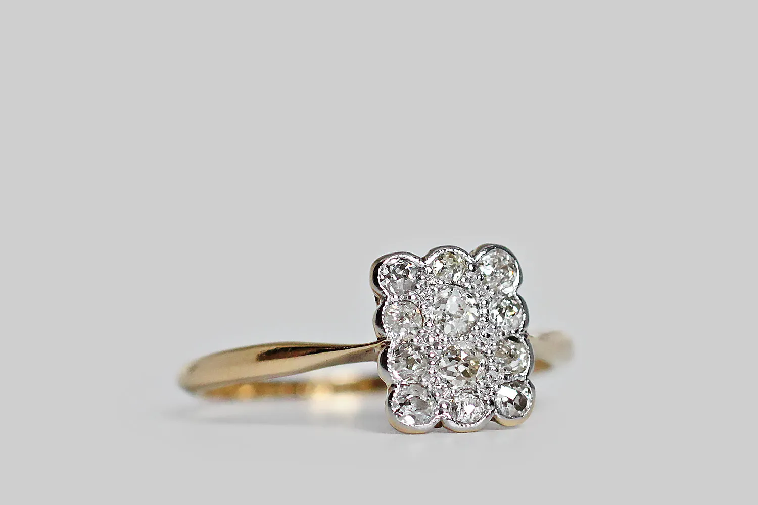 Art Deco 3X4 OMC Diamond Cluster Ring