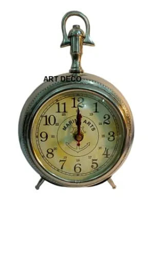 Art Deco Antique 6" Metal Vintage Clock | Classic Retro Clock, European Style Vintage Table Clock Desk Clock | Clocks for Home | Time Piece | No Alarm Feature.