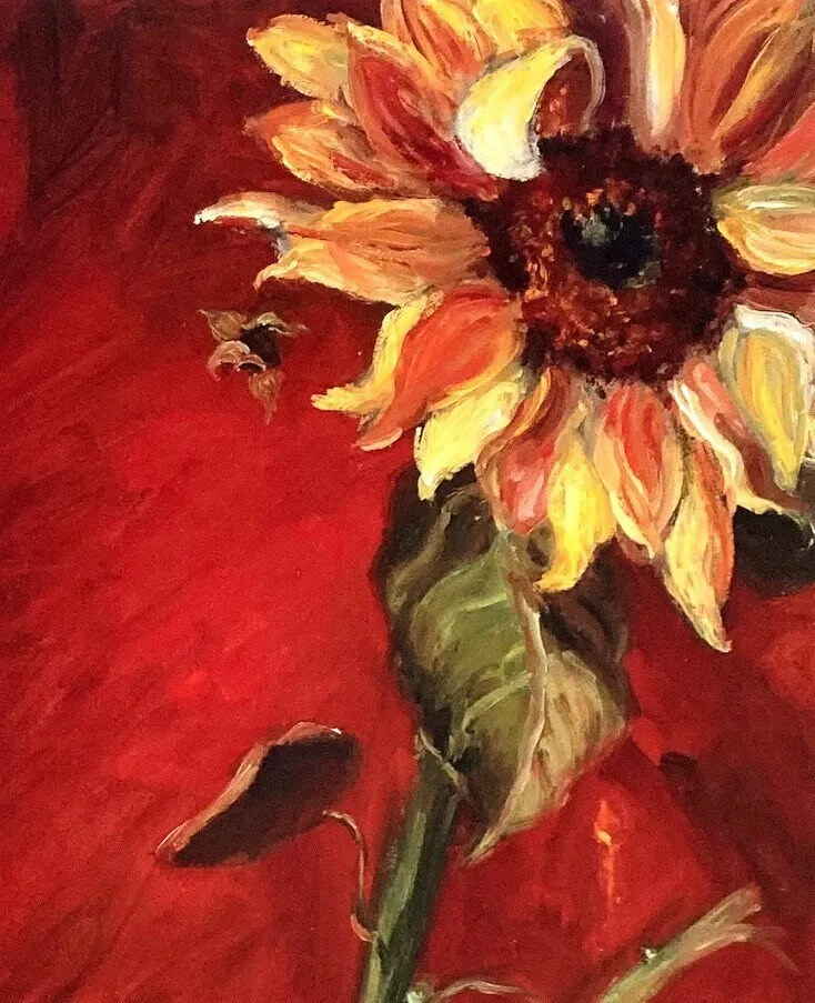 Art Print/Sunflowers/Red and Yellow/12" 18" image