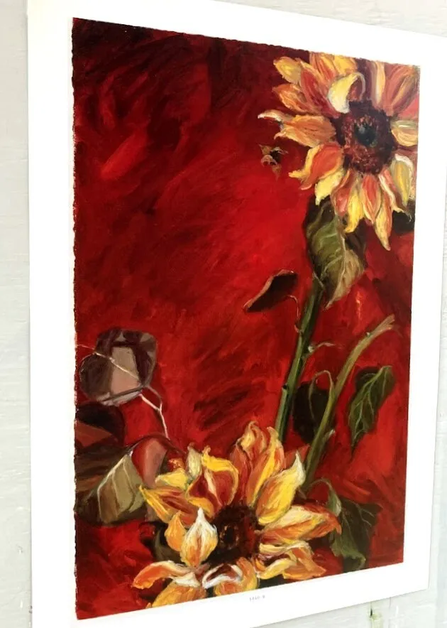 Art Print/Sunflowers/Red and Yellow/12" 18" image