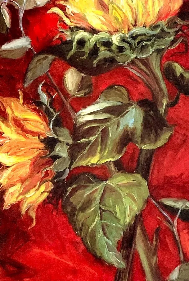 Art Print/Sunflowers/Red and Yellow/12" 18" image