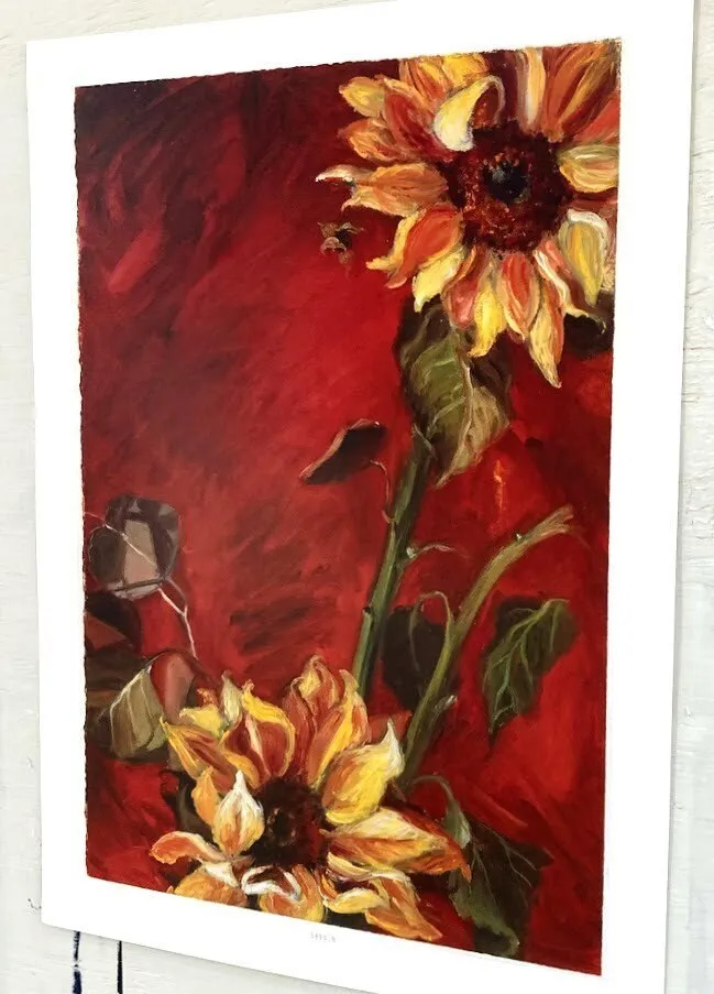 Art Print/Sunflowers/Red and Yellow/12" 18" image