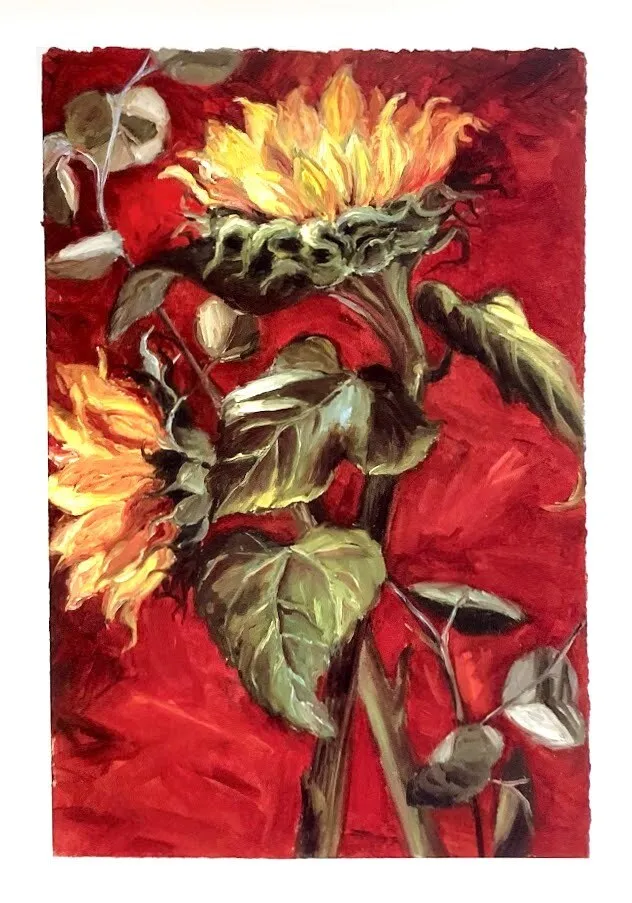 Art Print/Sunflowers/Red and Yellow/12" 18" image