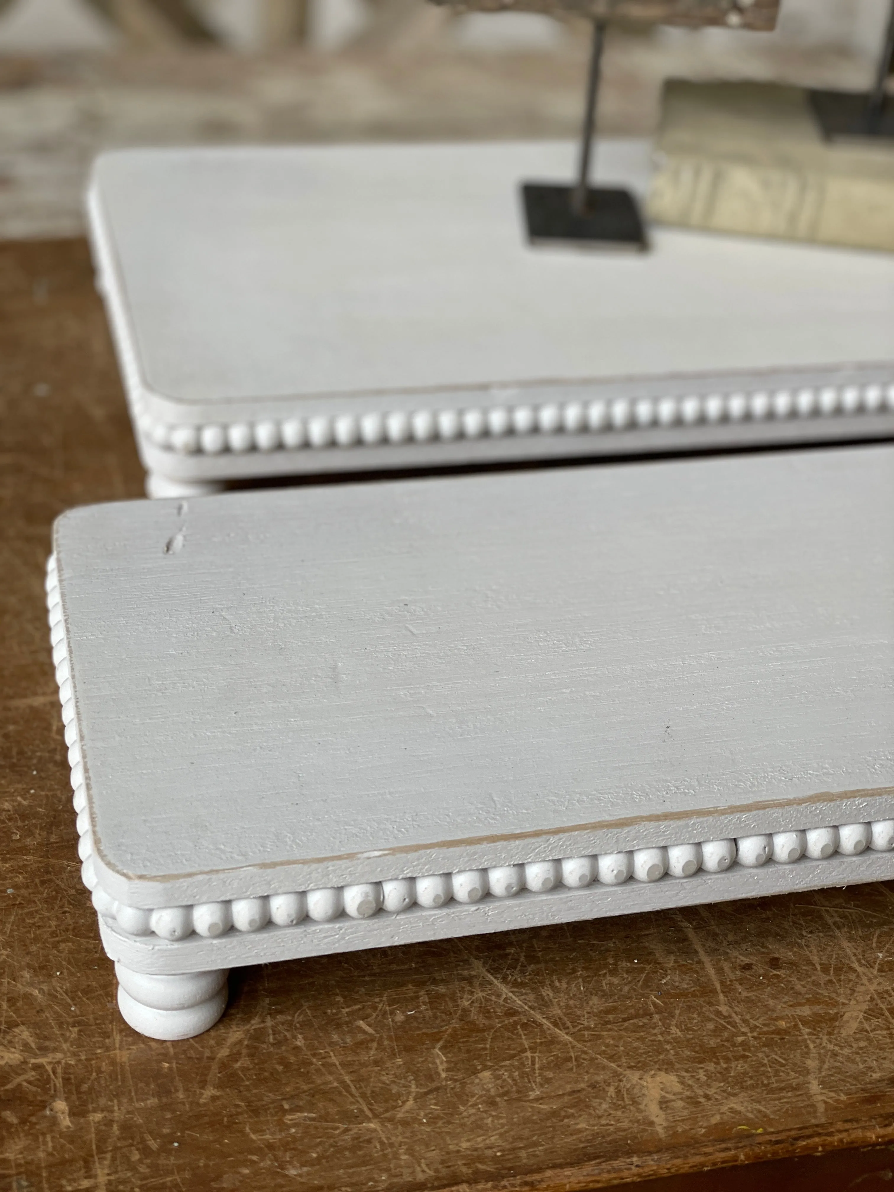 Beaded Chatham Trays | Set/2 | White Wash | SKID SPECIAL *