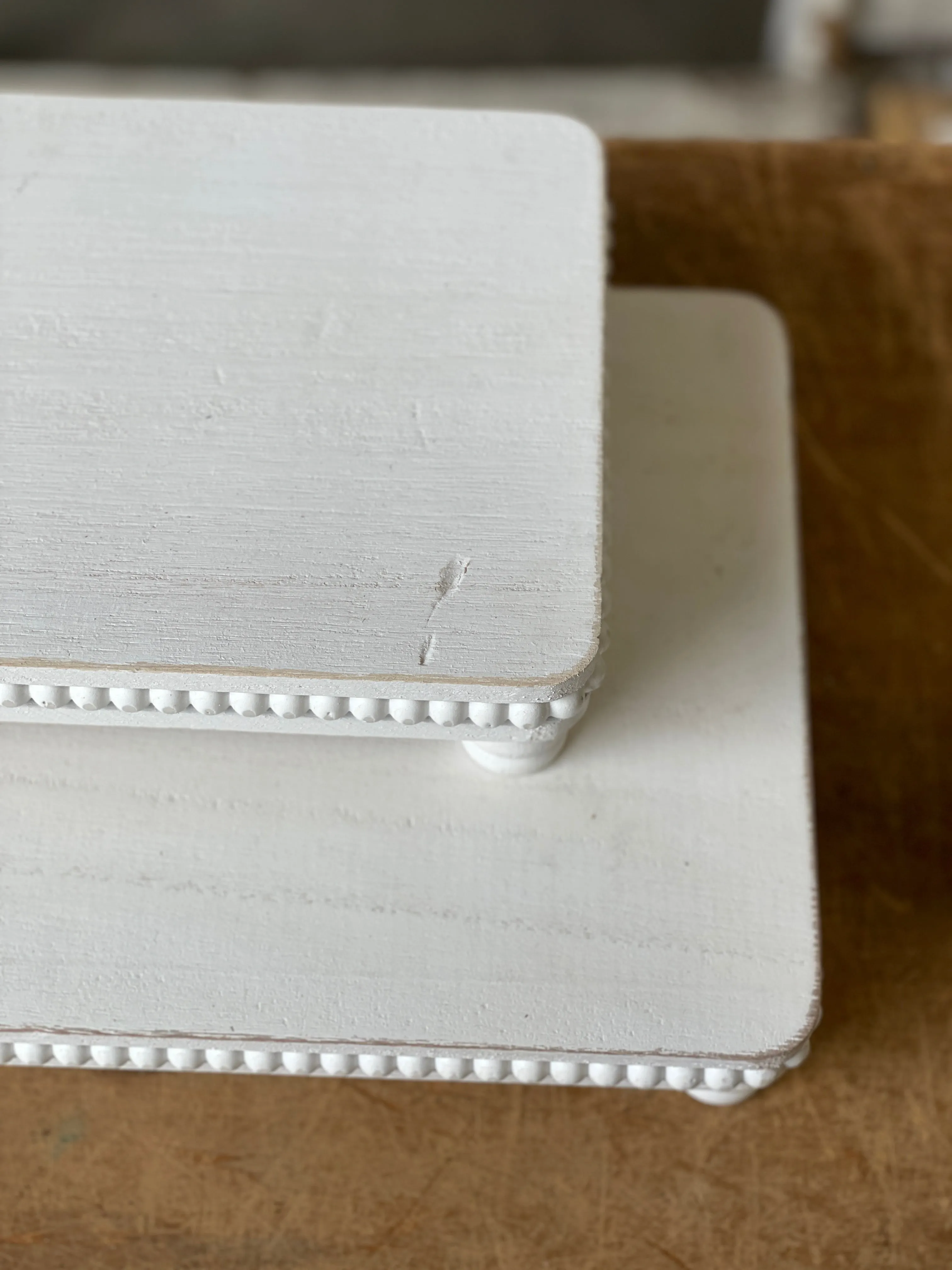 Beaded Chatham Trays | Set/2 | White Wash | SKID SPECIAL *