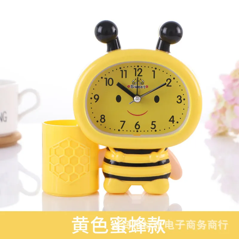 Bee Pen Holder Little Alarm Clock Student Bedside Alarm Clock Creative Children's Gift Alarm Clock