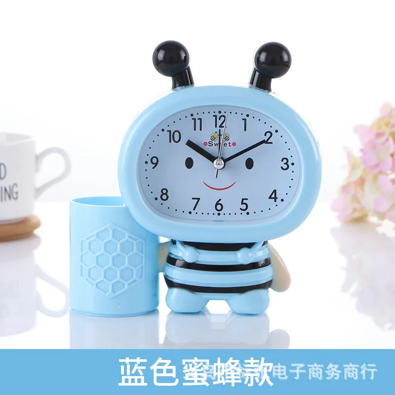 Bee Pen Holder Little Alarm Clock Student Bedside Alarm Clock Creative Children's Gift Alarm Clock