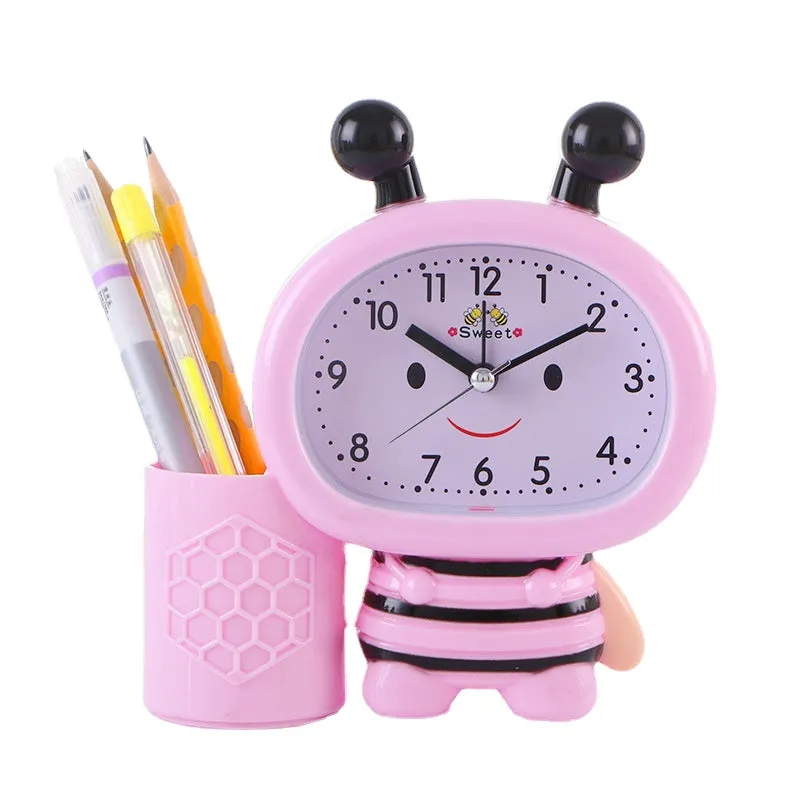 Bee Pen Holder Little Alarm Clock Student Bedside Alarm Clock Creative Children's Gift Alarm Clock