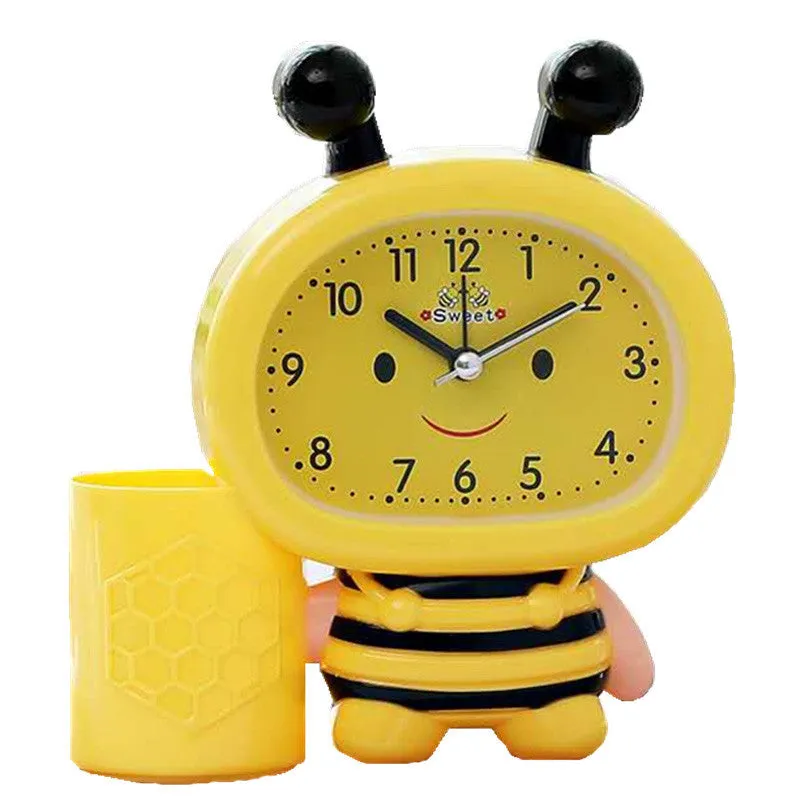 Bee Pen Holder Little Alarm Clock Student Bedside Alarm Clock Creative Children's Gift Alarm Clock