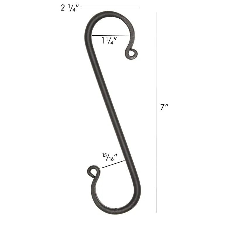 Black Iron "S" Hook - Multiple Sizes