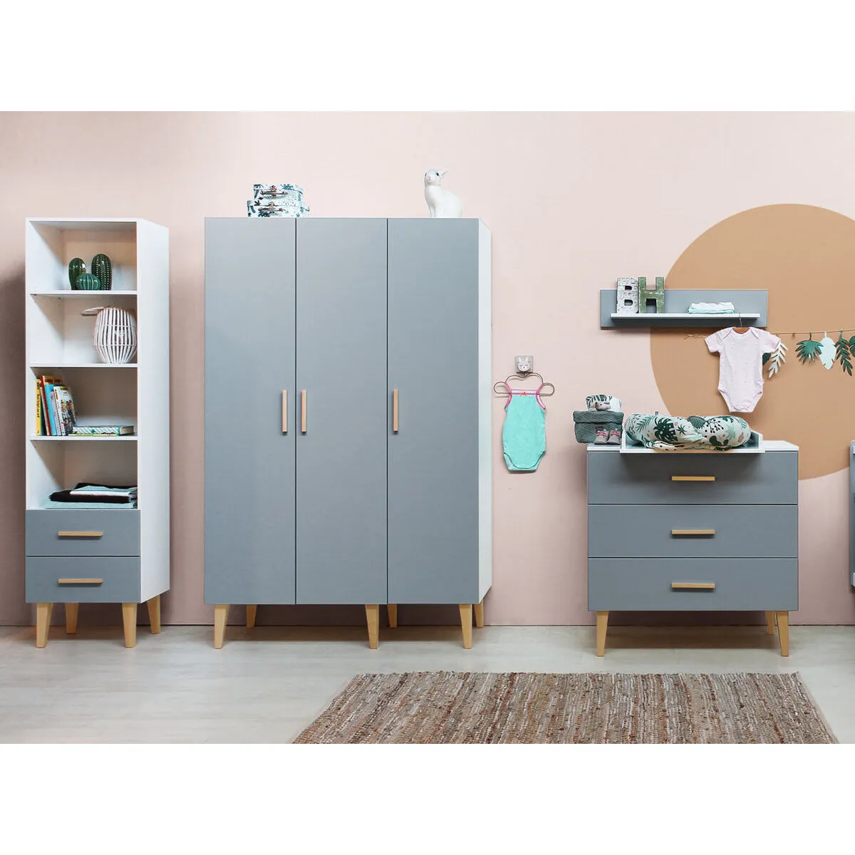 Bopita Bookcase Emma White/Grey (Pre-Order; Est. Delivery in 6-10 Weeks)