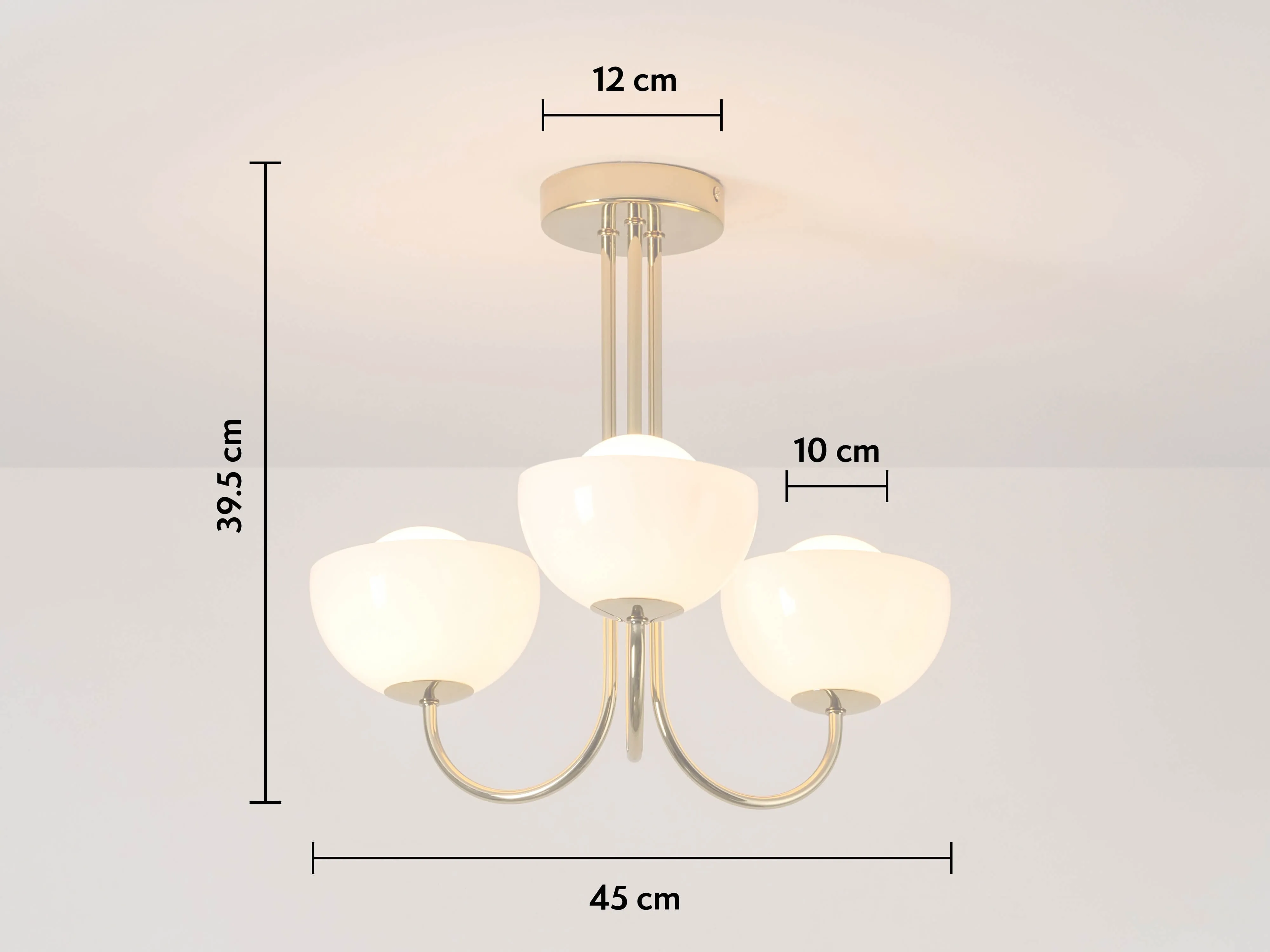 Brass 3 light dome ceiling light