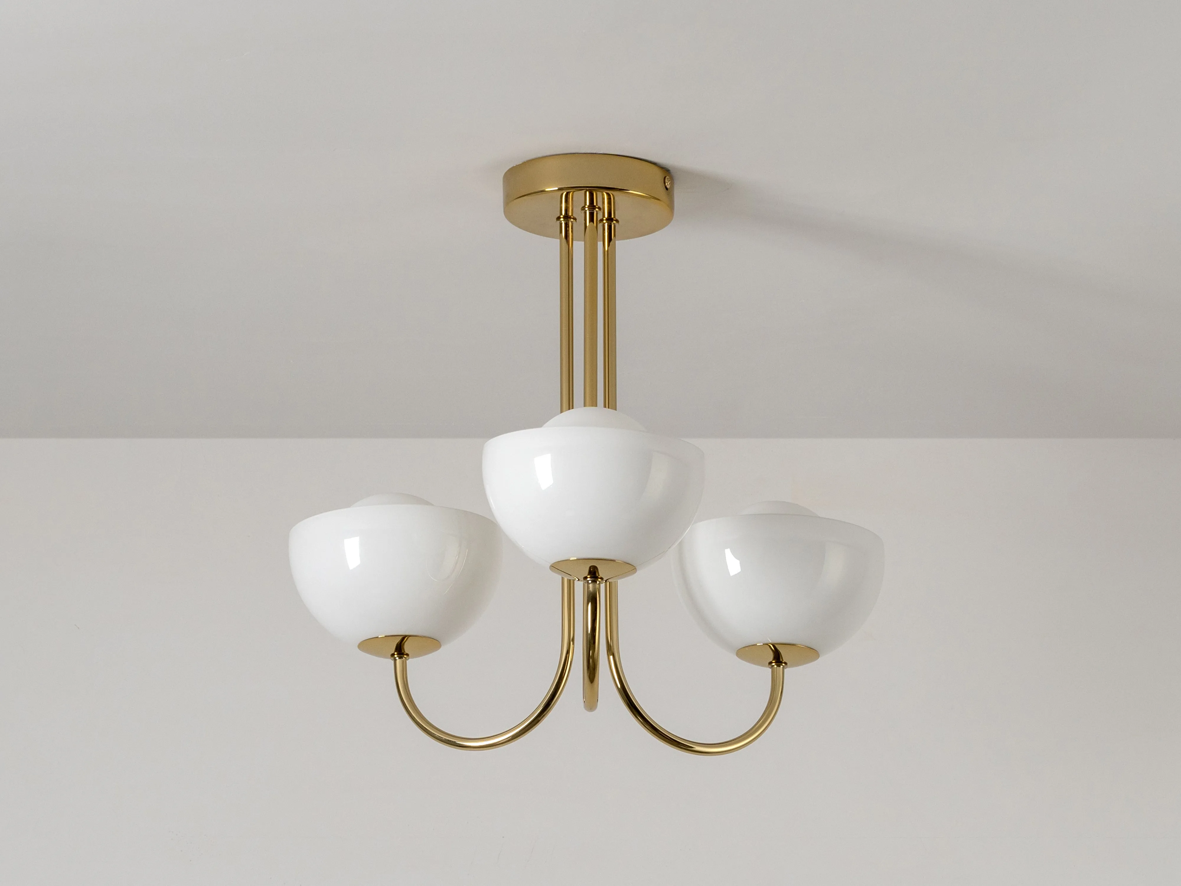 Brass 3 light dome ceiling light