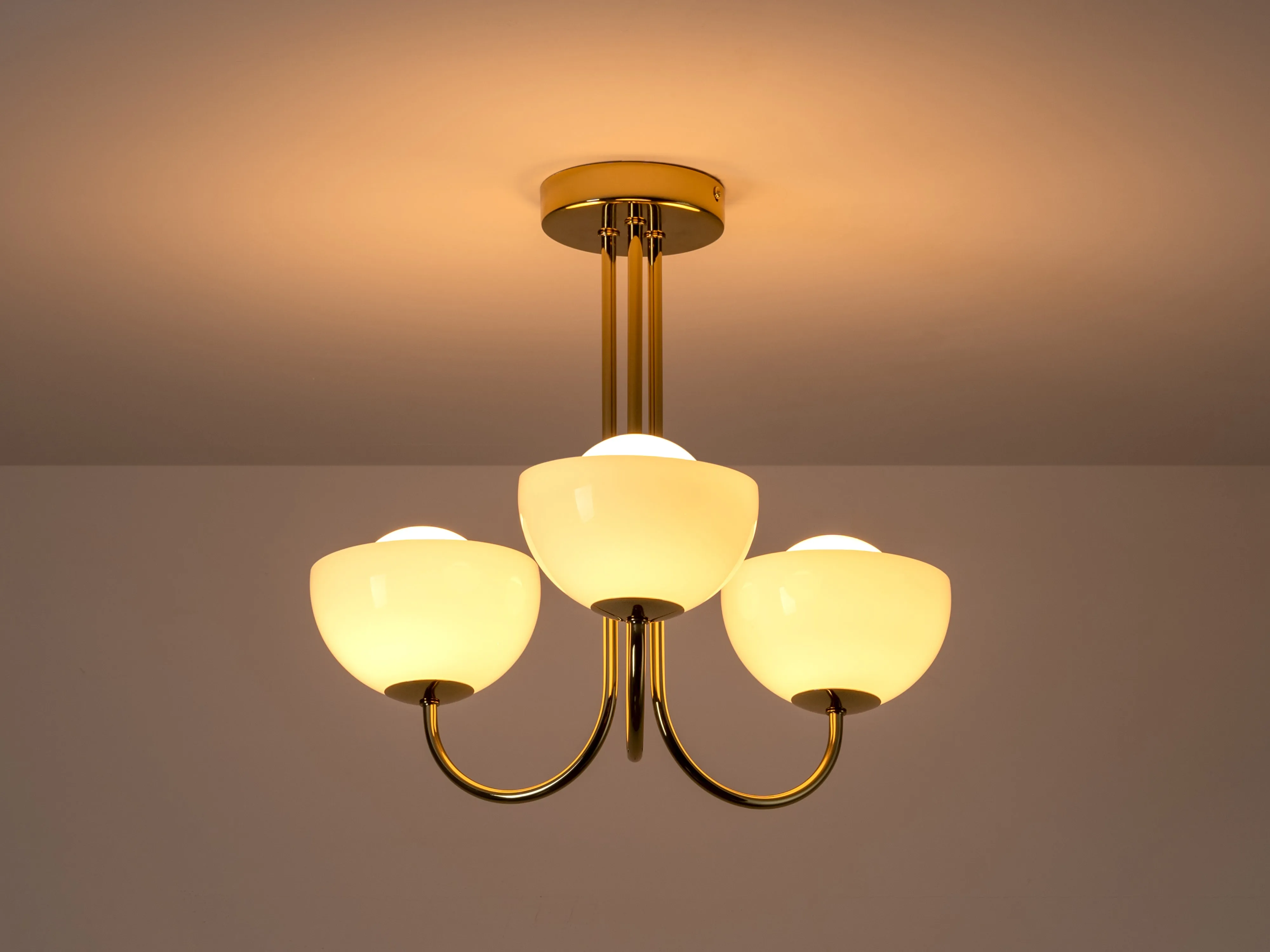 Brass 3 light dome ceiling light