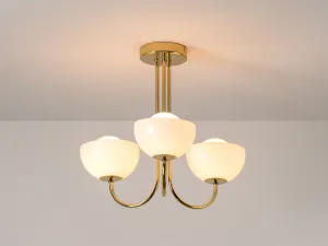 Brass 3 light dome ceiling light