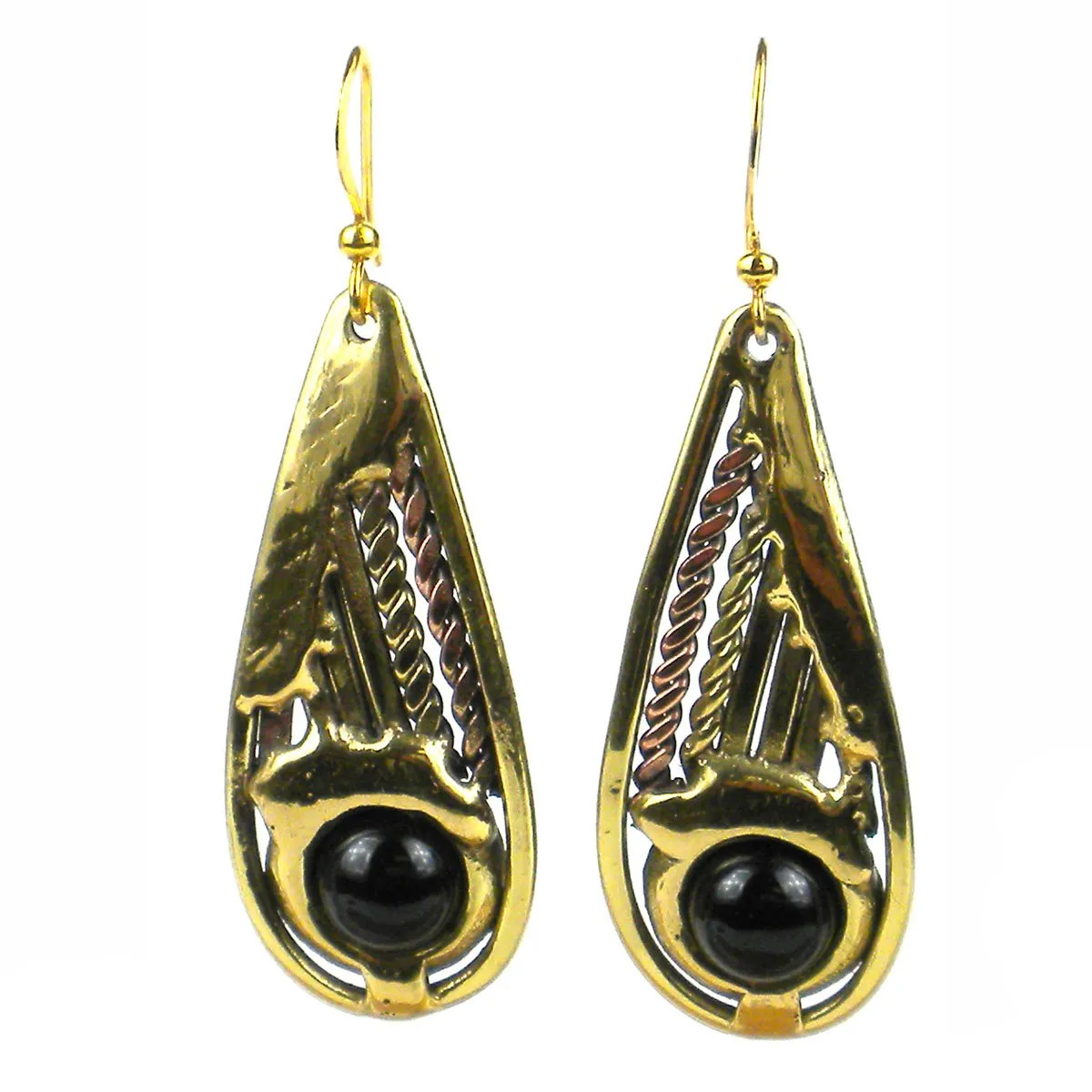 Brass and Onyx Earrings Brass Images