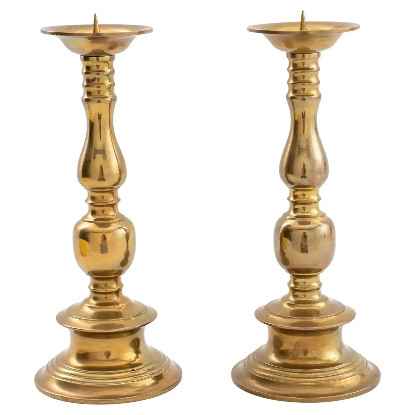 Brass Pricket Candlesticks, Pair